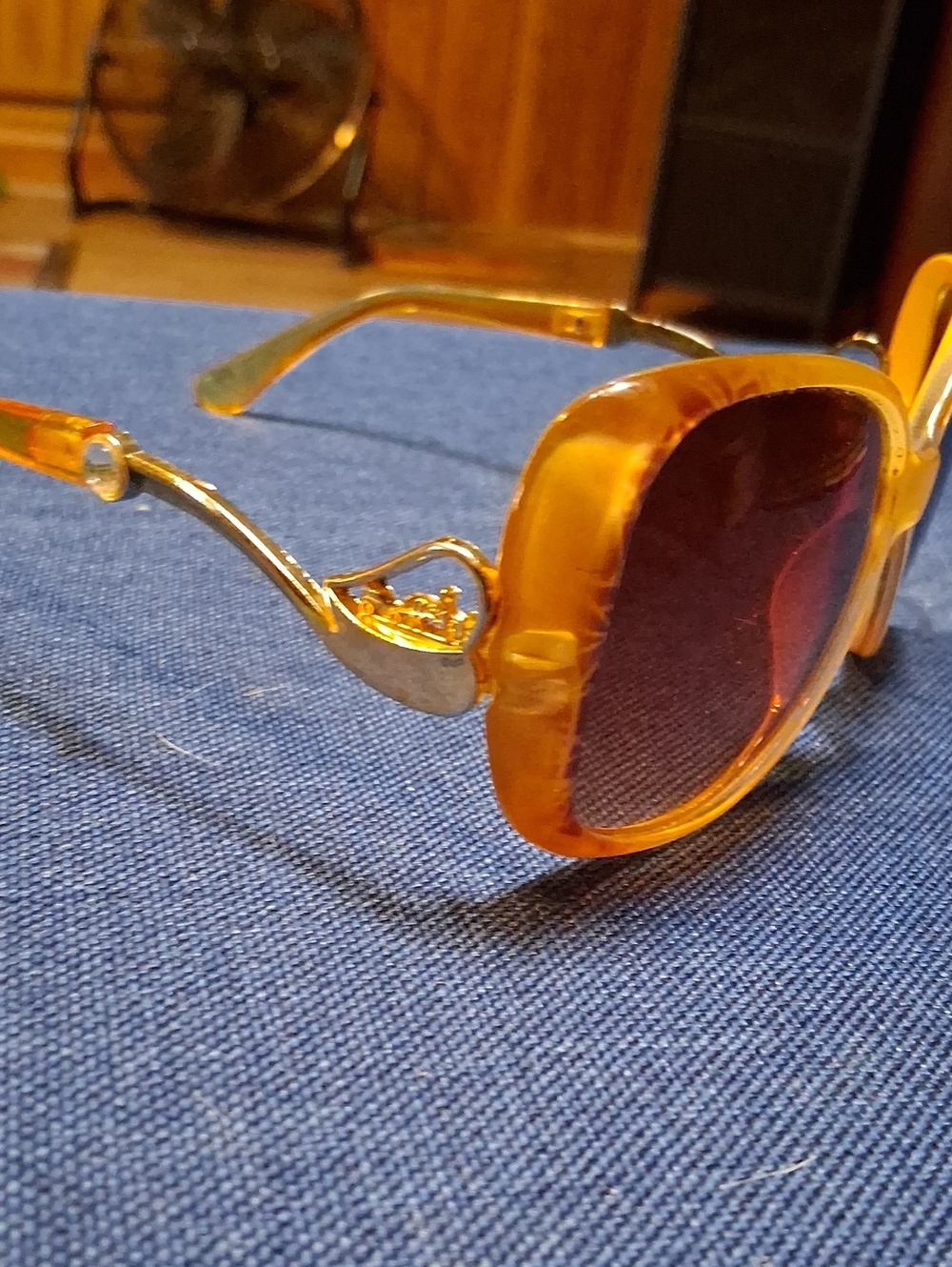 Vintage 1960's Coach Amber Round Women's Sunglasses with Gold Accents